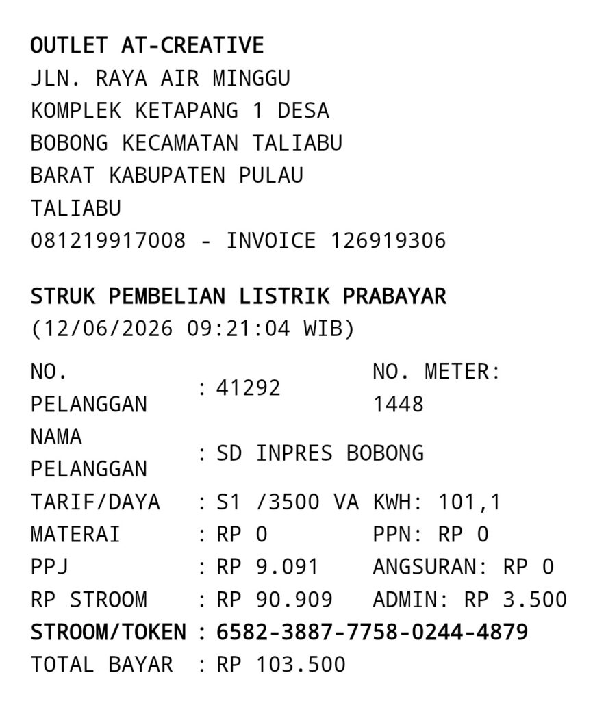 Struk Pembayaran Token Listrik